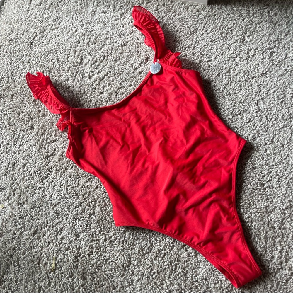 Red ruffle one piece